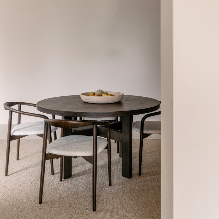 Table à manger ronde Victor en bois fumé Ø140 cm