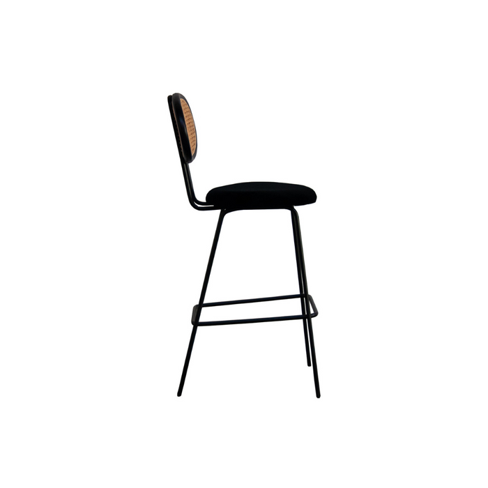 Tabouret de bar rétro Dublin en rotin noir/naturel