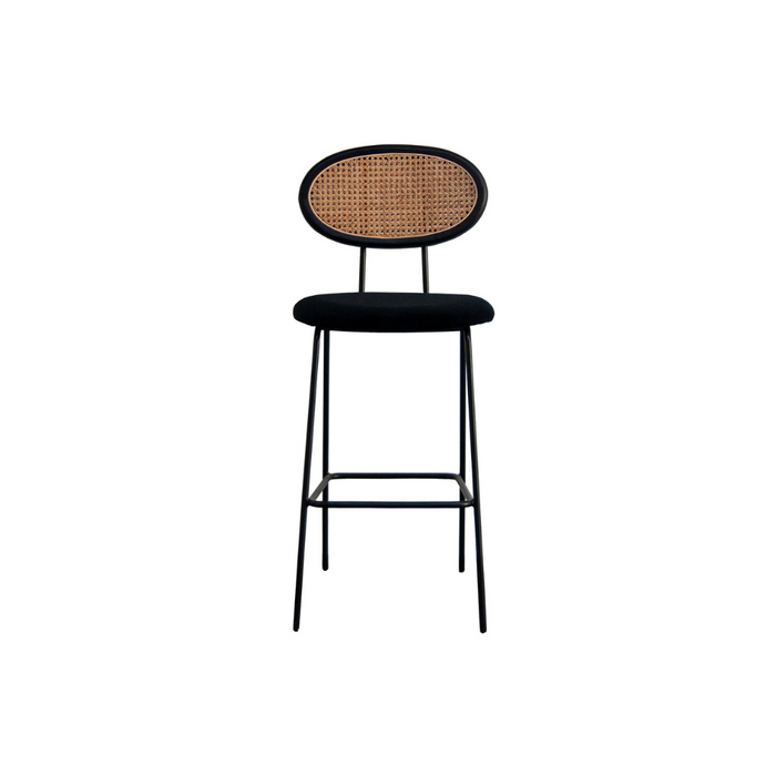 Tabouret de bar rétro Dublin en rotin noir/naturel