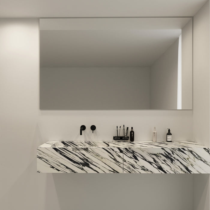 Mueble de baño Loudun con lavabo individual de mármol azul y blanco 170 cm