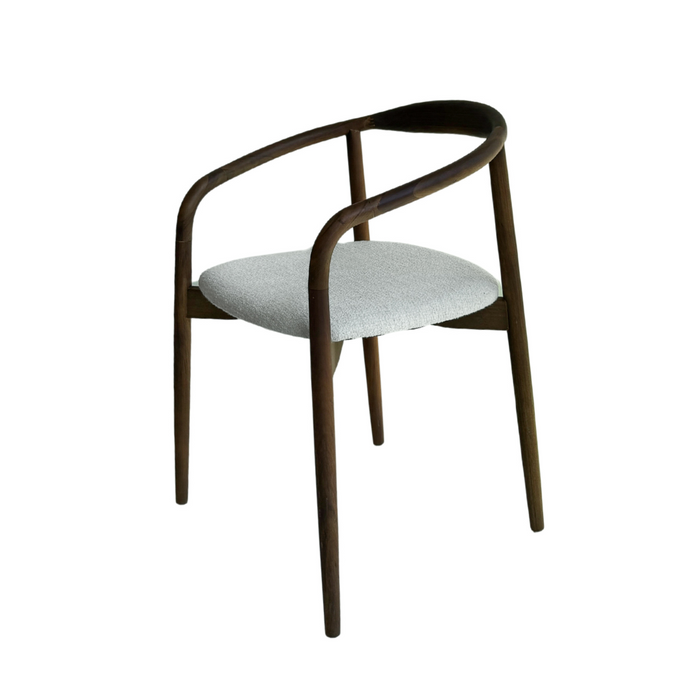 Chaise de salle à manger Ely en acacia noyer avec assise en tissu