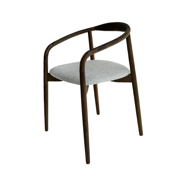 Chaise de salle à manger Ely en acacia noyer avec assise en tissu