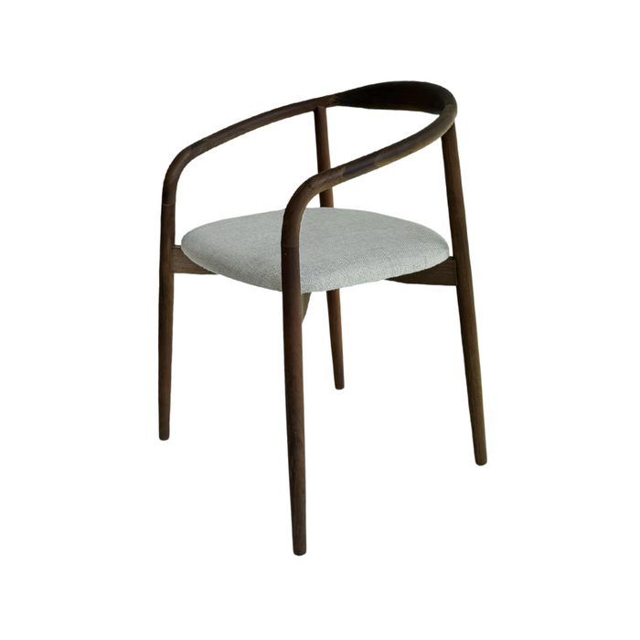 Chaise de salle à manger Ely en acacia noyer avec assise en tissu