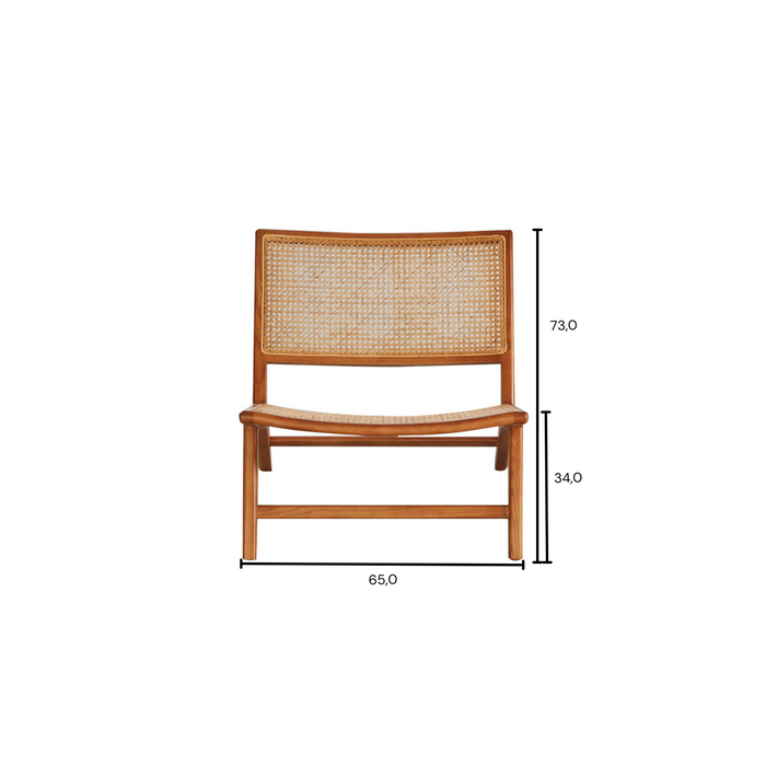 Rieten fauteuil Flora walnoot