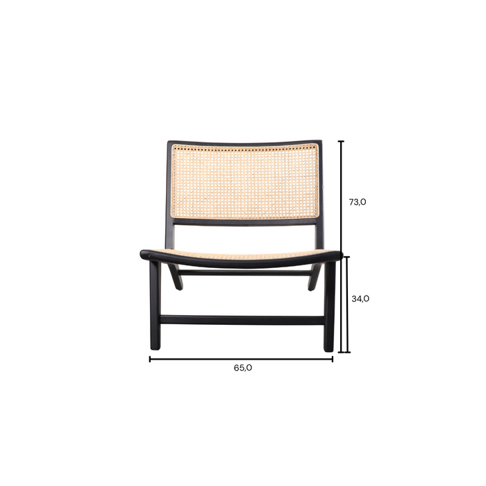 Rieten fauteuil Flora zwart