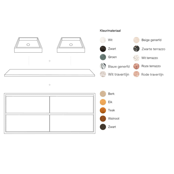 Ann walnut bathroom vanity with white marble basin, George II, 150 cm