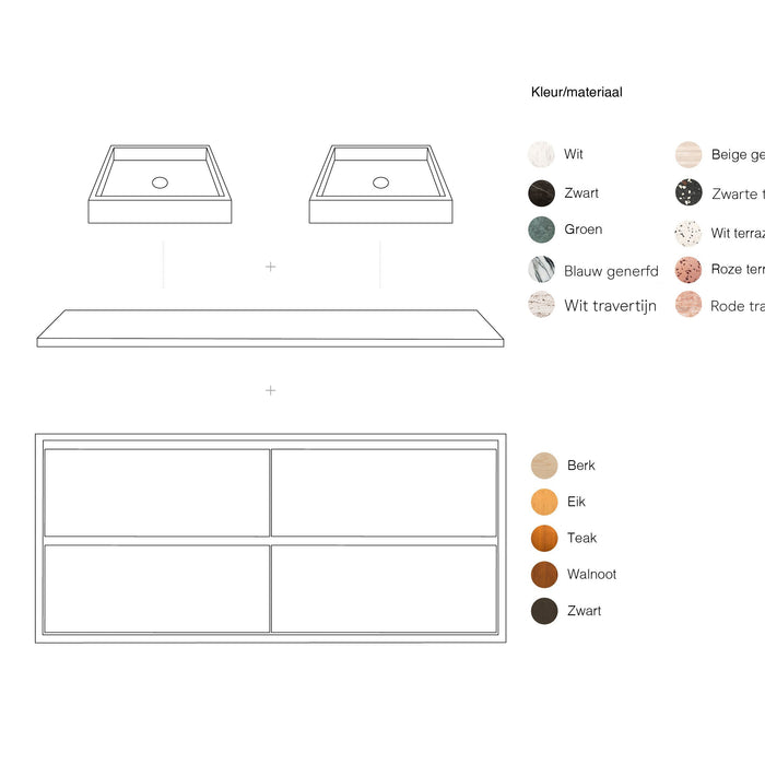 Ann black oak bathroom vanity with black marble basin, George, 150 cm