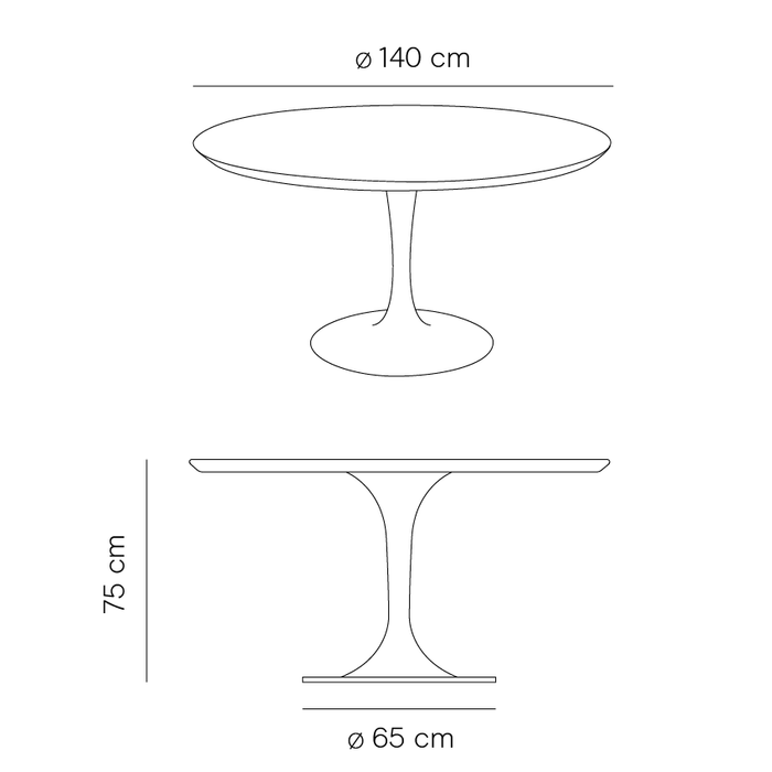Table à manger ronde tulipe Camille couleur latte nuageux Ø140