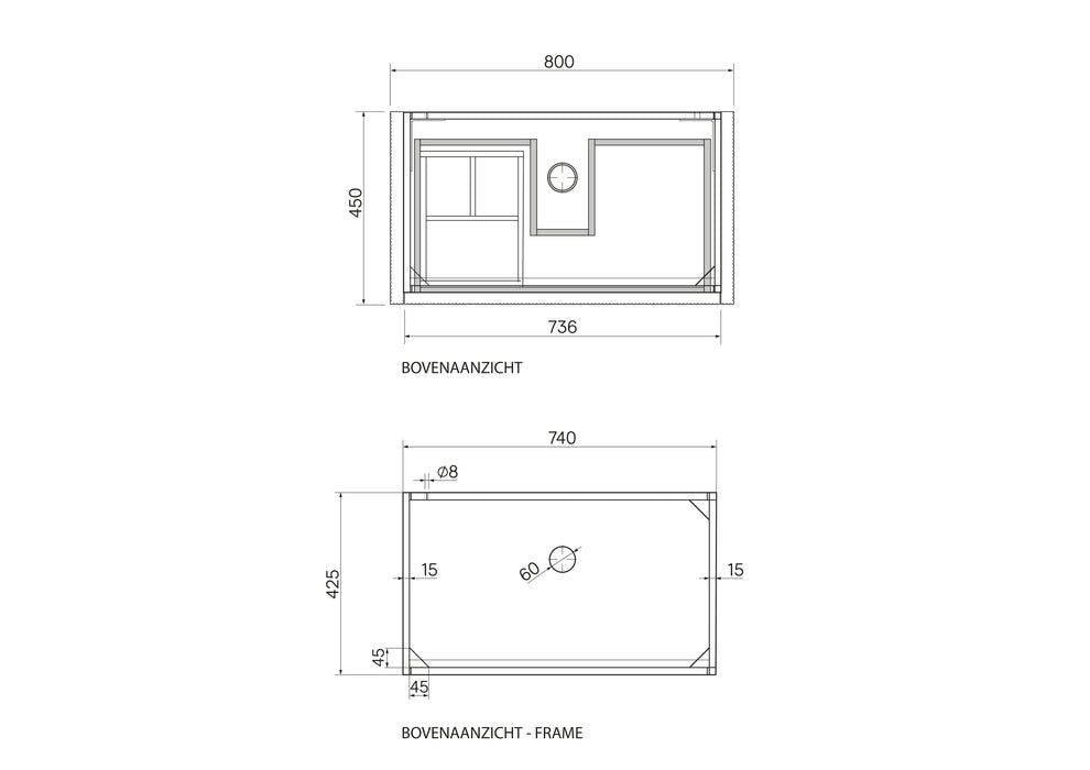 Mueble de baño Ahun de nogal 80 cm