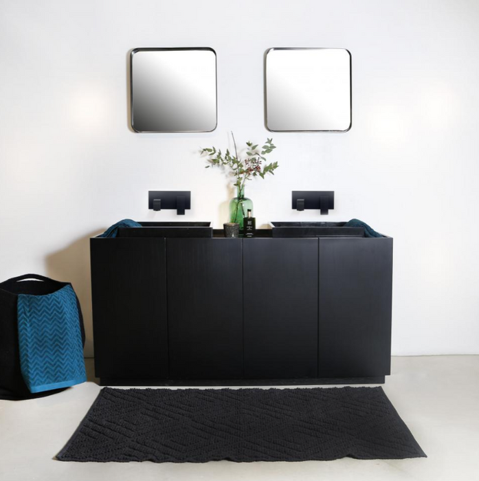 Meuble de salle de bains Felix avec vasque en marbre noir George 154 cm