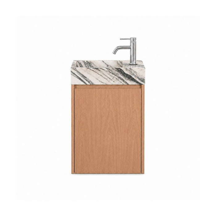 Lave-mains Krabi avec meuble en chêne et marbre bleu et blanc