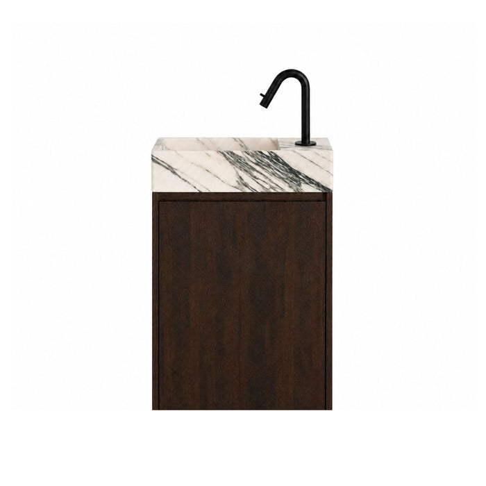 Lavamanos Krabi con mueble color humo y mármol azul y blanco
