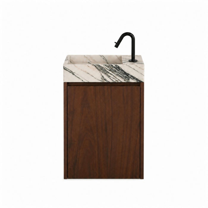 Porto Krabi hand-washing unit, walnut, blue-and-white marble