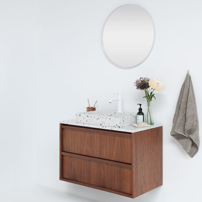 Fien vintage badkamermeubel - Walnoot - Wit Terrazzo - 80 cm