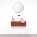 Set Ahun Badkamermeubel in Walnoot met Marcel Bovenplaat en Sims Solid Surface Waskom in Wit.ALT