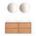 Set Fien Badkamermeubel in Eik met Marcel Bovenplaat in Wit Marmer en Sims Waskom in Solid Surface.