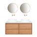 Set Fien Badkamermeubel in Eik met Marcel Bovenplaat in Terrazzo en Sims Waskom in Solid Surface.