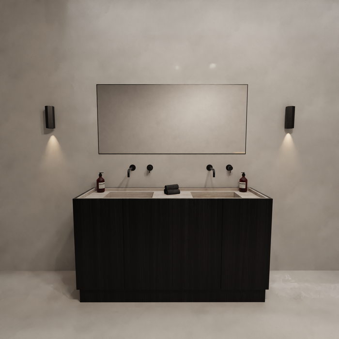 Basiel white travertine inset washbasin, 150 cm