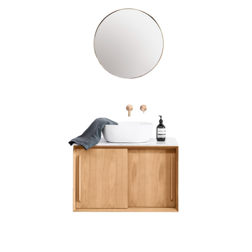 Eiken Badkamermeubel met Wit Marmer - 80 cm Breed - Wastafelmodel Alexis V - Nestor