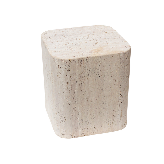 Mesa de centro cuadrada de travertino Alba 40 cm