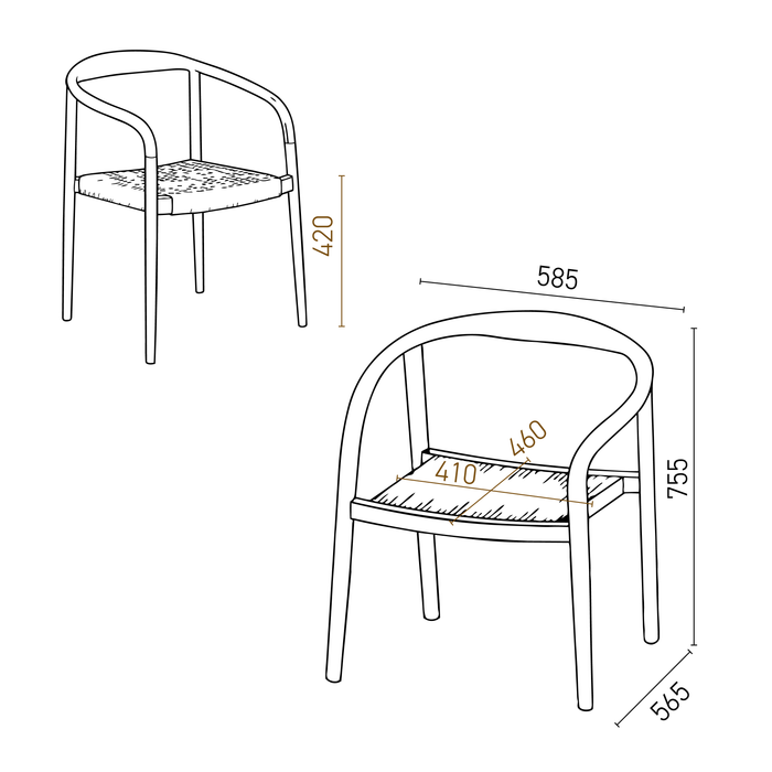 Chaise de salle à manger Burnie en acacia couleur noyer