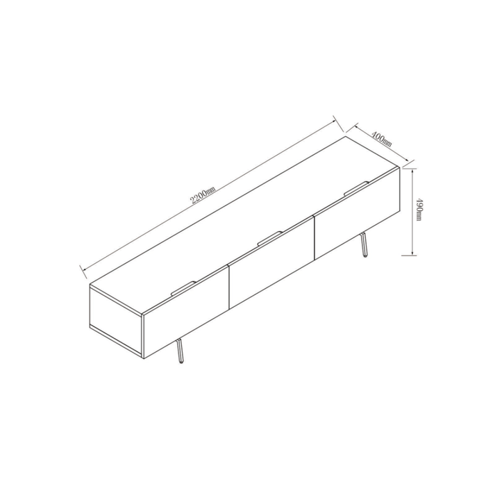 Mueble para TV Duinkerke de nogal 220 cm