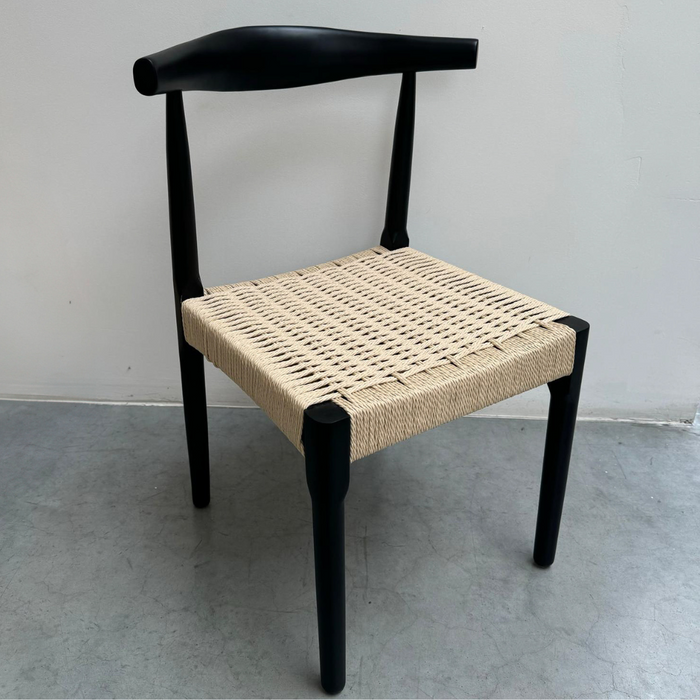 Gouzon dining chair, black oak, rope seat