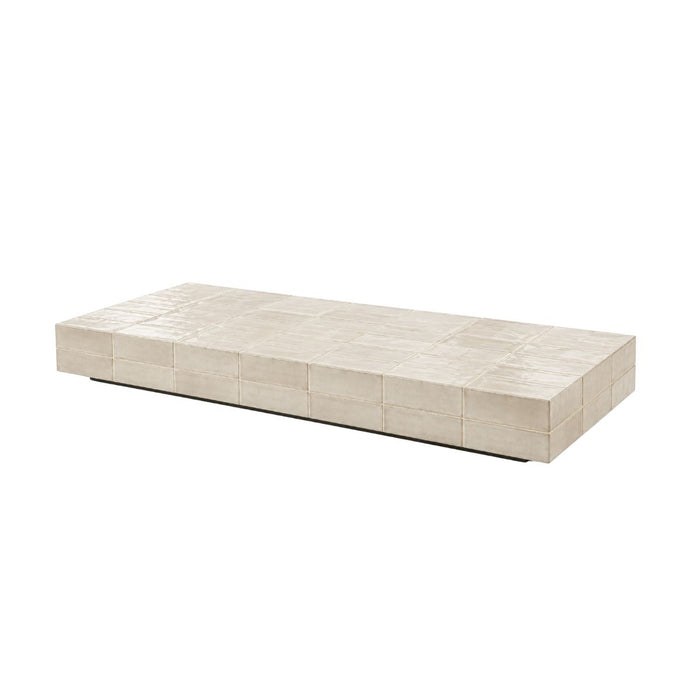 Mesa de centro Tilo con azulejos beige, 168 cm