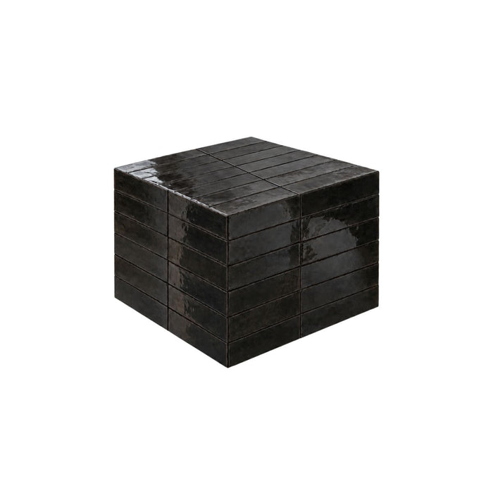 Table basse Vence avec carreaux noirs, haute 39 cm