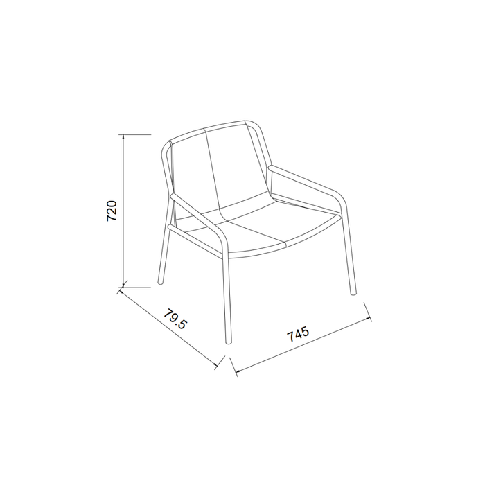Fauteuil Azur en cuir cognac clair et acier