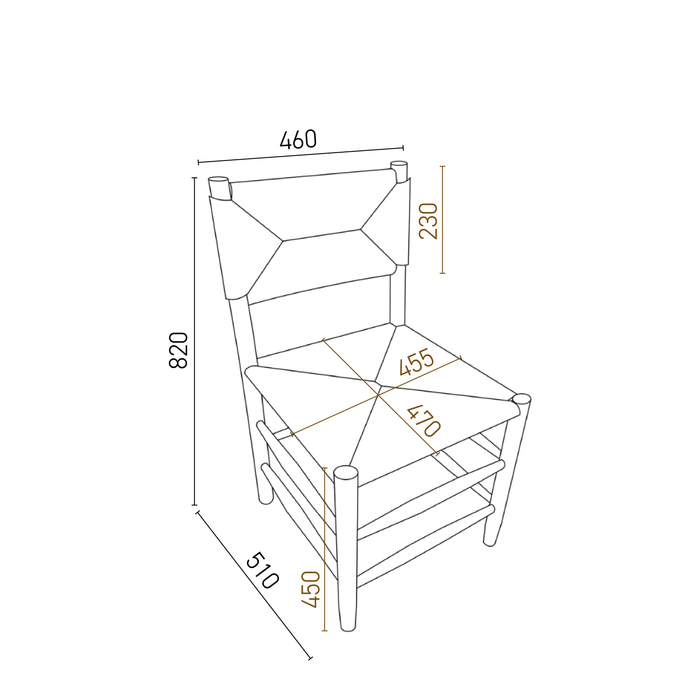 Mardor dark oak dining chair with rope seat
