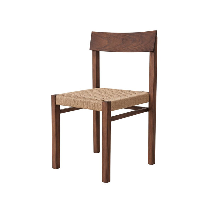 Silla de comedor Rosalie – Nogal oscuro con asiento tejido en color latte
