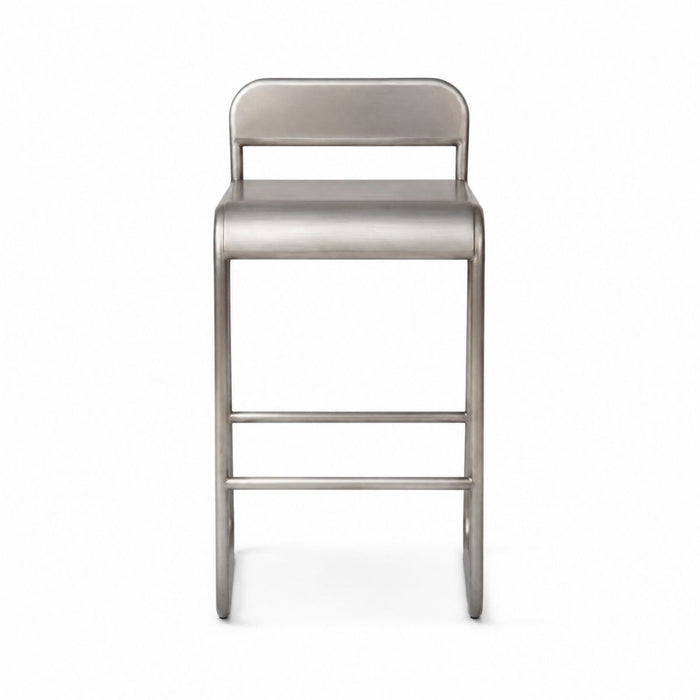 Barstoel met rugleuning Noli - Zithoogte 65 cm - Geborsteld Staal
