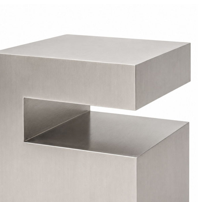 Lewis Side Table - W32 D32 H45 - Brushed Steel