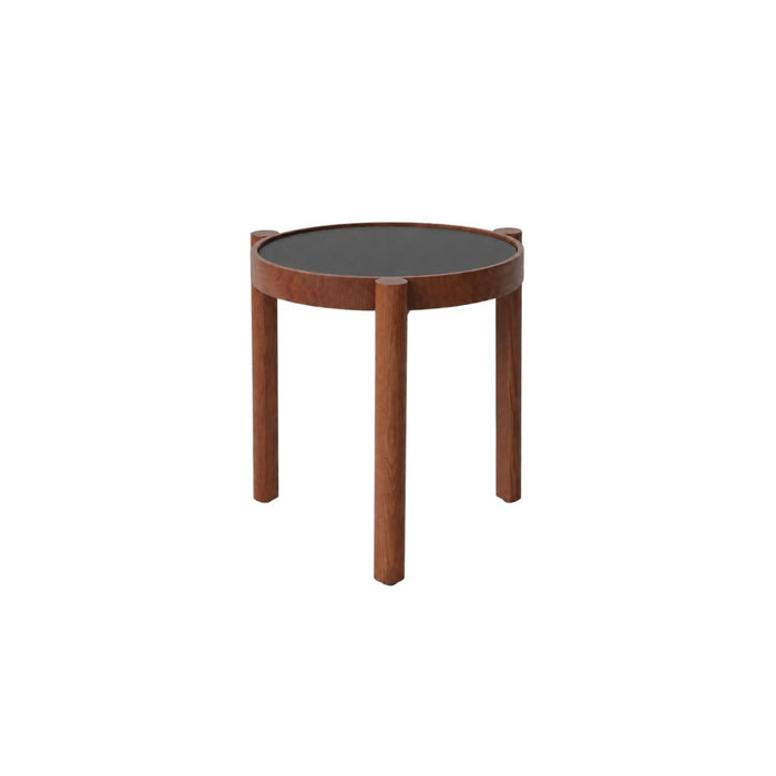 Stapelbarer Couchtisch Lucie T35 H41 - Dunkelwalnussbein - Schwarze HPL-Tischplatte