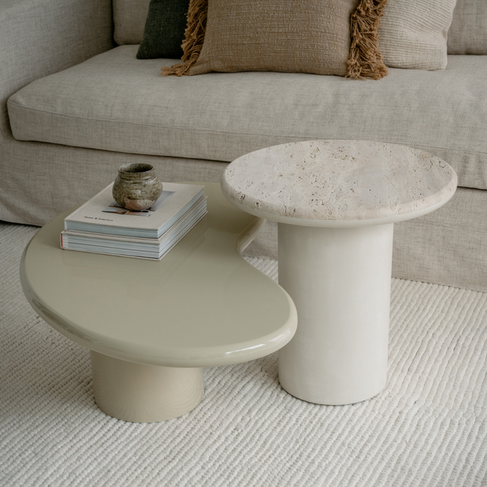 Travertin bijzettafel Caen latte StoneSkin 50 cm