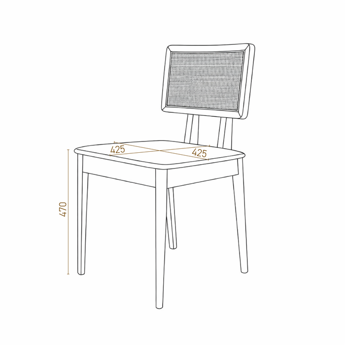 Oak dining chair Charles with rattan back