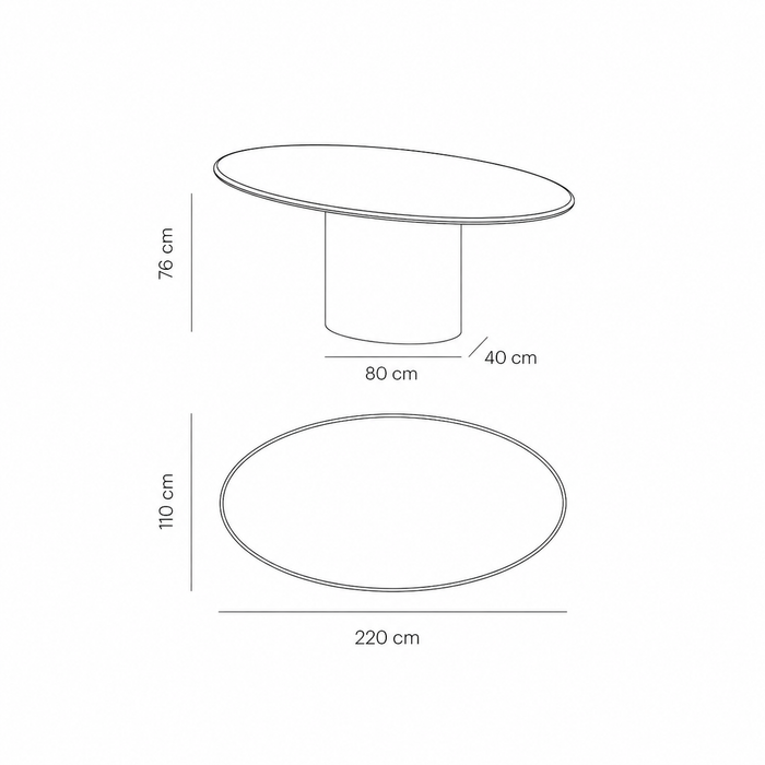 Mesa de comedor ovalada Dena efecto hormigón latte 220 cm