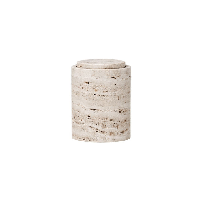 Cuenco de almacenaje con tapa de travertino blanco 15,8 cm