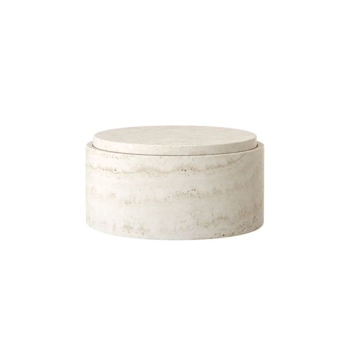 Bol de rangement avec couvercle en travertin blanc 12 cm