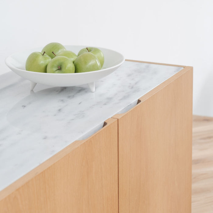 Pisa oak sideboard with white marble, 200 cm