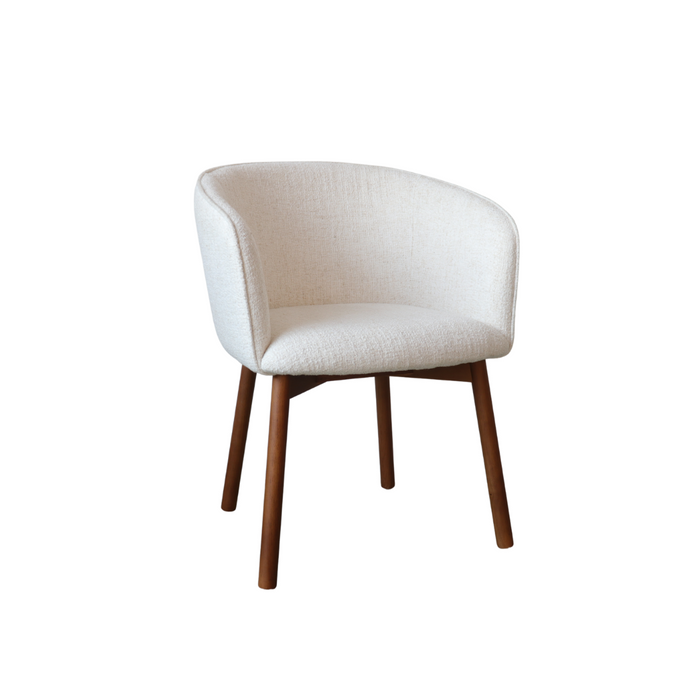 Silla de comedor Nox nogal oscuro bouclé marfil