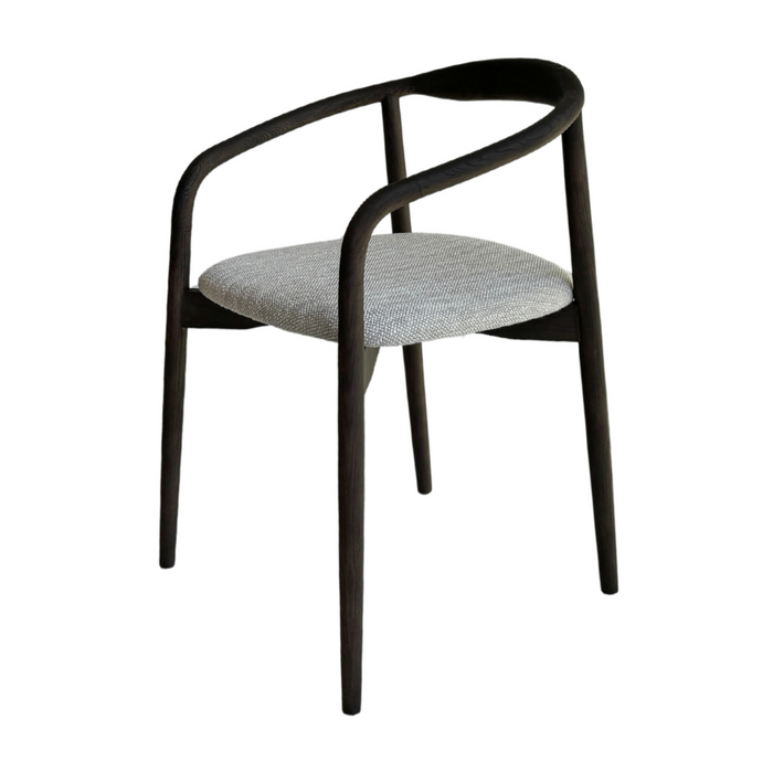 Silla de comedor Ely smoke de madera de caucho con asiento tapizado