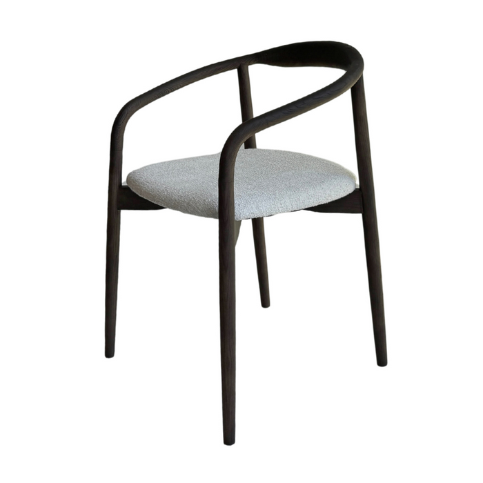 Silla de comedor Ely smoke de madera de caucho con asiento tapizado
