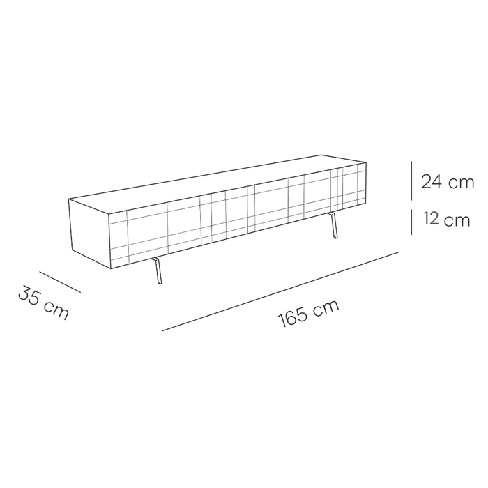 Mueble de TV Duinkerke con listones de nogal 165 cm