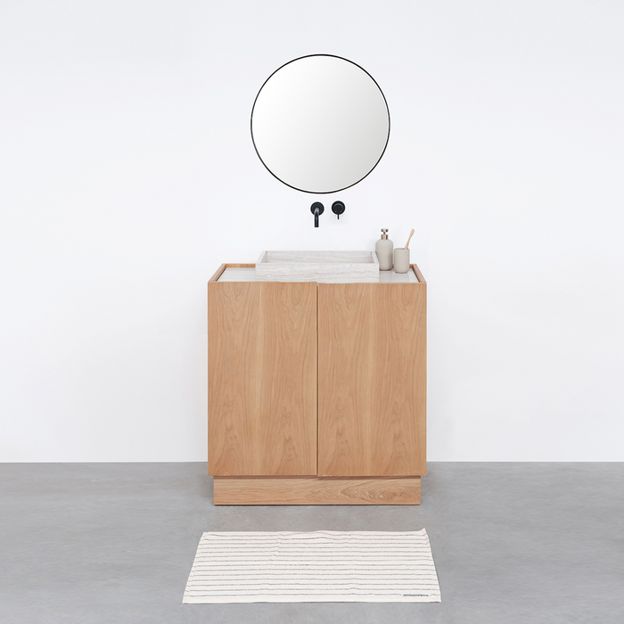 Felix oak bathroom vanity with beige marble George I 84 cm sink
