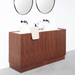 Set Felix Badkamermeubel in Walnoot met Marcel Bovenplaat in Terrazzo en Sims Waskom in Solid Surface.