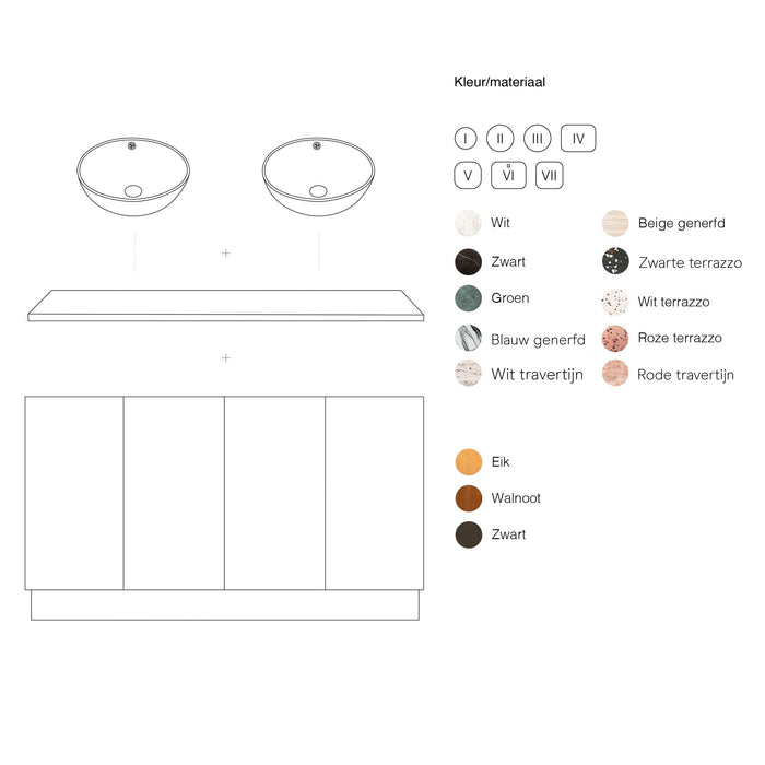 Scandinavian Felix oak bathroom vanity with white ceramic Alexis II 154 cm sink