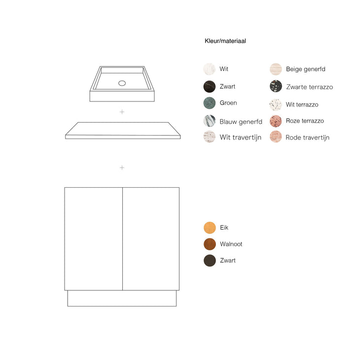 Mueble de baño Felix de nogal con lavabo de mármol blanco George I 84 cm