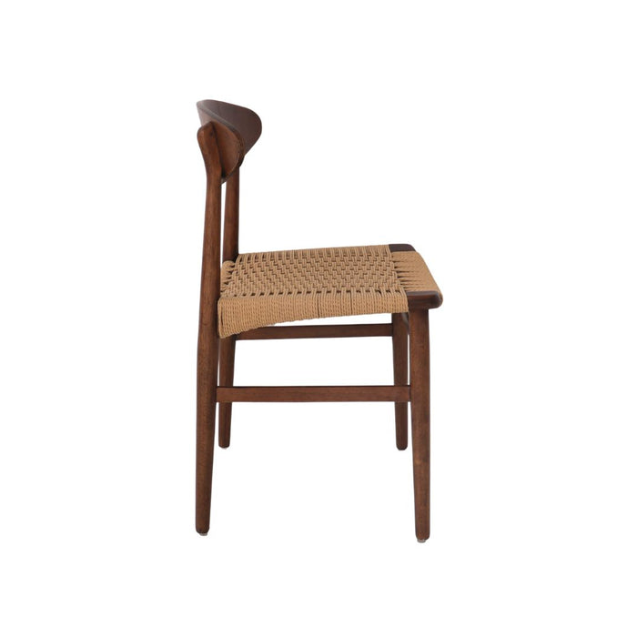 Silla de comedor Tourcoing - Nogal oscuro - Asiento tejido